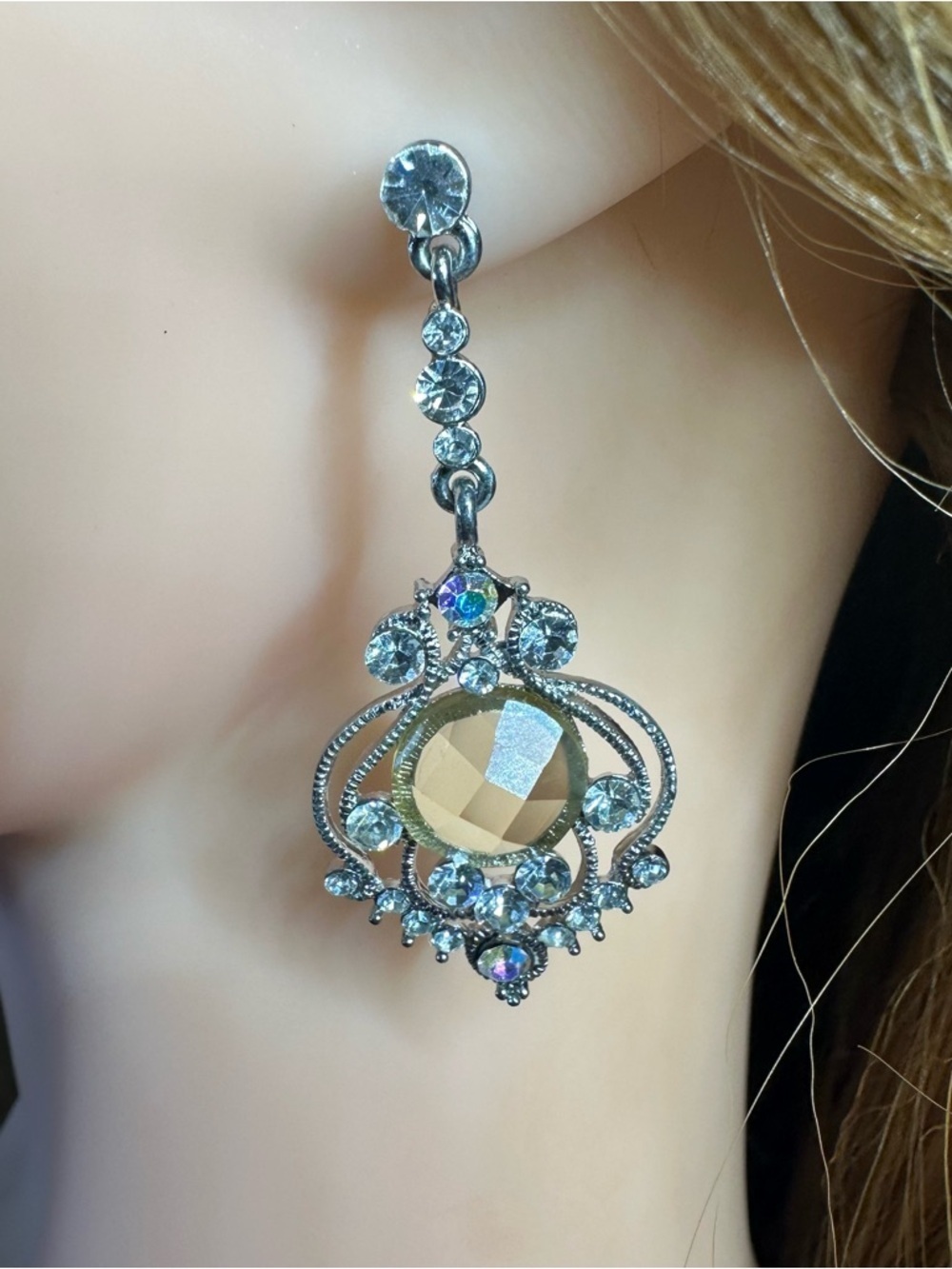 Statement Dangling Rhinestone Earrings - Picture 5 of 15